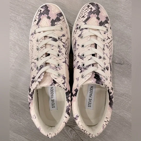 Steve Madden Platform ‘Bertie’ Python Tennis Shoes Sneakers Lace-Up - Size 8 M - Picture 4 of 8